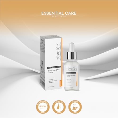 Essential Care, Anti Aging with Vitamine C, Kojic Acid, Royal Jelly Extract, Hyaluronate, Glycolic Acid, Dark Spot Remover, Anti-Wrinkles, Glowing face, Brightening Skin Serum,30 Ml 1.01fl oz