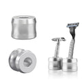 Linkidea 2 Pack Safety Razor Stand, Opening Dia 0.7" (18.5mm) Aluminum Alloy Men's Shaving Stand for Bathroom Countertops, Silver