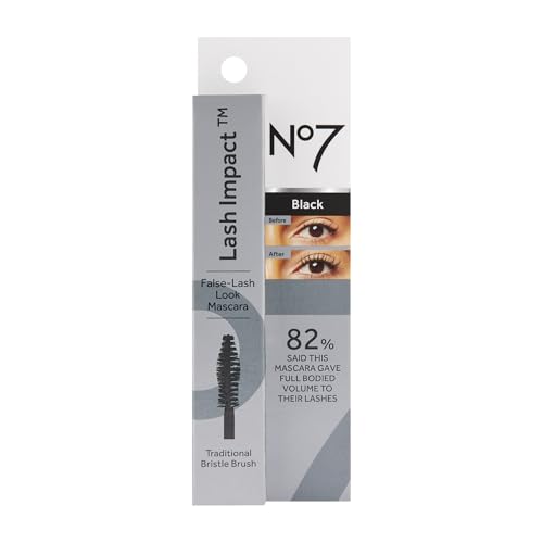 No7 Lash Impact Mascara - Black - Volumizing Mascara for False-Lash Effect - Smudge-Free Formula for Lengthening Lashes with Oversized Cone Brush Applicator (7ml) (Pack of 2)