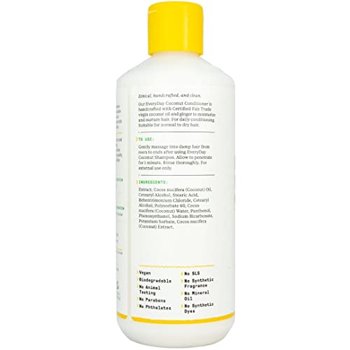 Alaffia Hair Care, Everyday Coconut Conditioner, Daily Moisturizer, Wavy & Curly Hair Products, Vitamin E, Virgin Coconut Oil, Ginger Extract, 16 Fl Oz