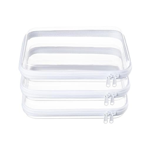 3-Pack Large Minus Clear Hard Shell Zipper Pouches, Clear Zipper Bags, Hard Case Pouches for Purse & Diaper Bag Organizer,and Travel Essentials£¨3L-£©
