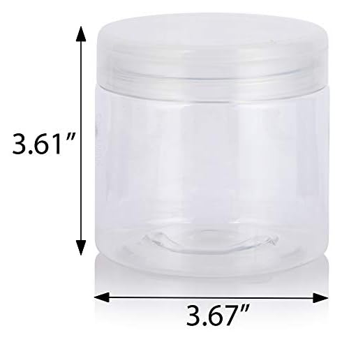 (6 pack) 16 oz Clear PET Plastic Refillable Jar with Natural Flip Top