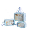 Makeup Cosmetic Bag Travel Organizer ? 3 Piece Set in Blue, PU+PVC Material ? Small, Medium, Large ? Waterproof, Durable & Stylish Toiletry Bags for Women