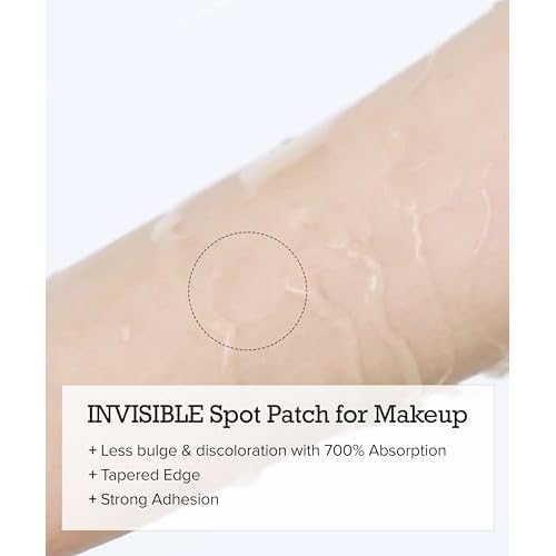 Zit Patches for Face - Invisible Spot Clear Pimple Patches - Fast Acting Thin Hydrocolloid Acne Dots Breakouts Treatment - Stickers Blemish Cover for Makeup Tea Tree, CICA, Madecassoside Waterproof