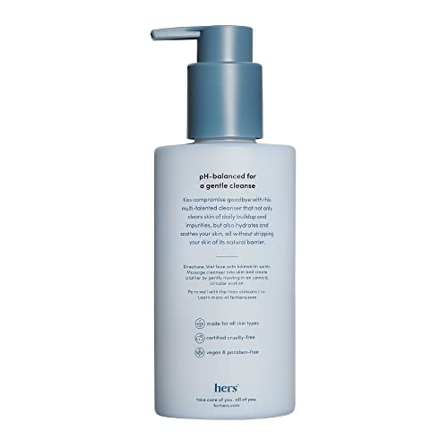 hers Clear Waters Facial Cleanser - Hyaluronic Acid, Squalane, & Green Tea Extract - Hydrating Face Wash for All Skin Types - pH Balanced & Paraben-Free - 6.8 Fl Oz