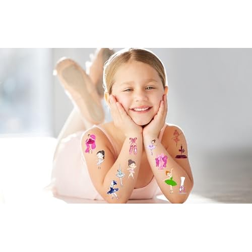 300 Ballet Dance Tattoos Temporary Stickers Dacing Dance Movements Ballerina Baby Shower First 21st Birthday Party Decorations Supplies Tattoos Temporary(24 Sheets)