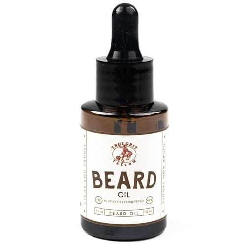 True Grit Tallow John Wayne Inspired Beard Oil ? Cigar and Saddle Scent ? Moisturizing Beard Conditioner for Men ? Jojoba, Castor & Elderberry Oils ? 1 fl oz