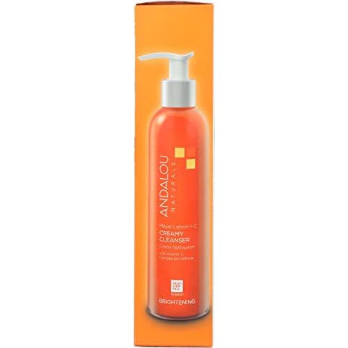 Andalou Naturals Brightening Meyer Lemon + Vitamin C Creamy Cleanser | Gentle Face Wash to Even Tone & Boost Glow | Aloe Vera & Natural Ingredients-| For Dull Skin-| 6 oz,(Pack of 2)