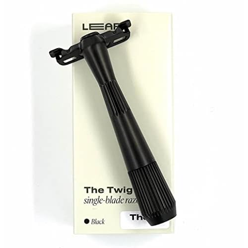 Leaf Twig Razor by Leaf Shave, All-Metal Single Blade Razor for Men & Women, Fixed Head w/Magnetic Load Assist, Includes 5 Stainless Steel Blades - Face Shaving, Lighter Hair, Sensitive Skin - Black