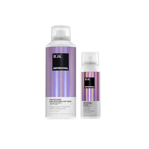 IGK Antisocial Dry Hair Mask ? Leave-in Overnight Mask | Hair Bond-Building Treatment for Dry Hair | Overnight Hydration & Shine | Repairs, Softens & Perfect for Extensions | Full + Travel