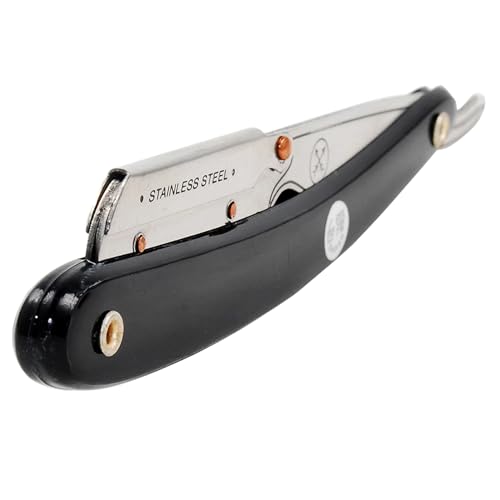 Parker SRB Straight Edge Barber Razor ? Stainless Steel Blade Arm & Resin Handle ? Uses Half Double Edge Razor Blades ? Includes 5 Pre-Cut Blades ? Professional Shaving Tool