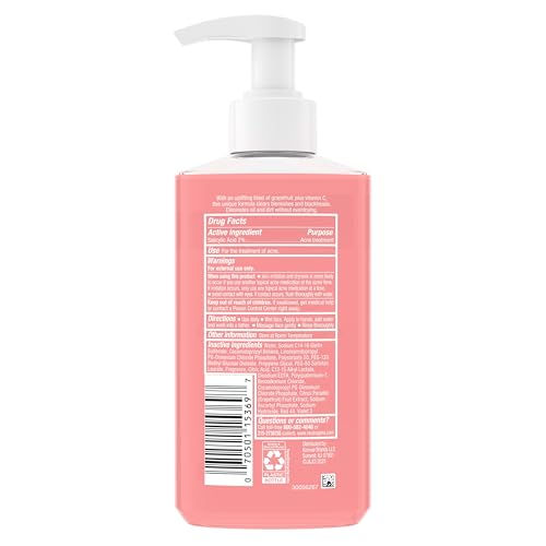Neutrogena Oil-Free Pink Grapefruit Pore Cleansing Acne Wash and Daily Liquid Facial Cleanser with 2% Salicylic Acid Acne Medicine and Vitamin C, Twin Pack, 9.1 fl. oz, 2 Pack