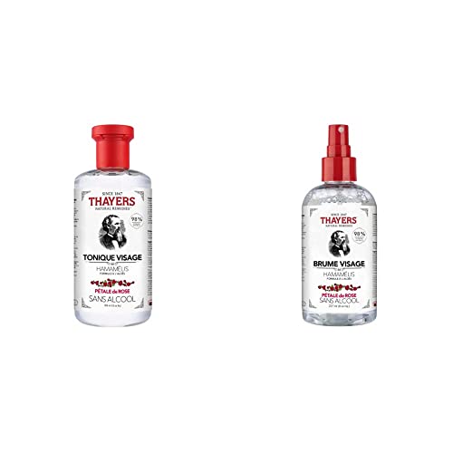 THAYERS Rose Petal, Alcohol-Free, Hydrating Toner 12 Oz + Mist Toner 8 Oz (2 Pack)