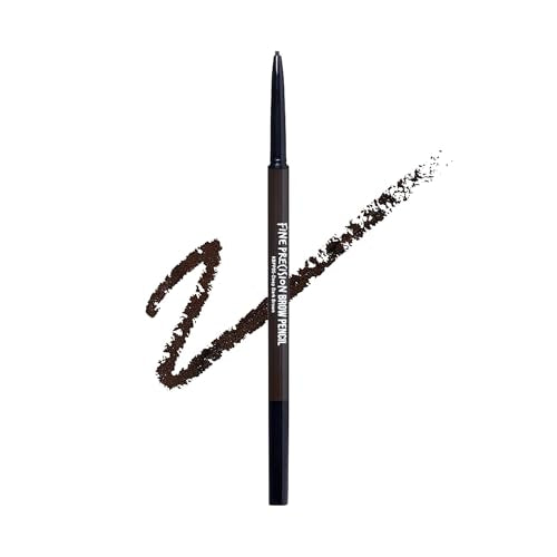 Kiss New York Professional Brow Pencil with Spoolie Brush, Ultra-Fine Precision Point Eyebrow Pencil, Dual-Sided Precise, Slim Definer, Fills Brows, Long-Lasting (Deep Dark Brown)
