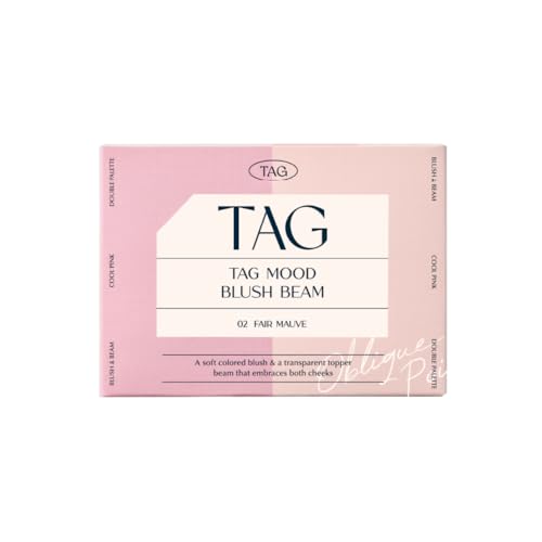 TAG Mood Blush Beam | Dual Blush & Highlighter Palette | Light-weight, Shimmery, Tone-Matching shades | K-beaury (#2 Fair Mauve)