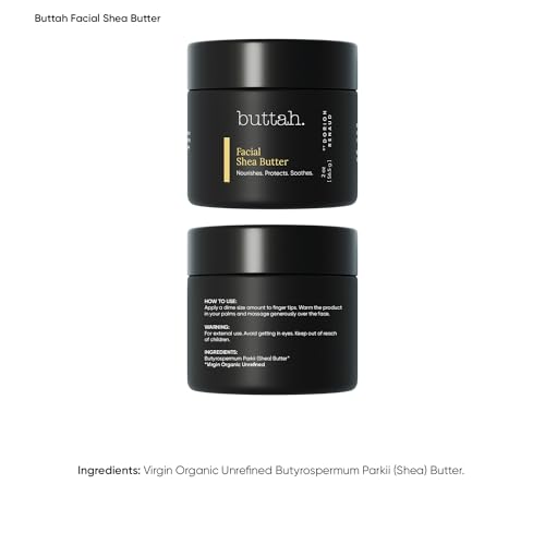 Buttah Skin Facial Shea Butter 2oz - Organic Whipped Virgin Raw Moisturizer for All Skin Tones - Hydrating & Natural