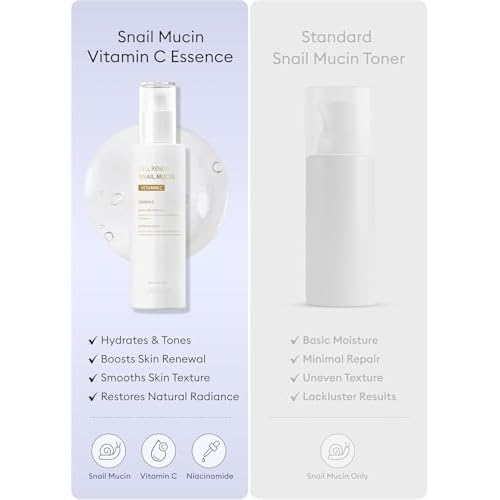MISSHA Cell Renew Snail Mucin Vitamin C Essence Serum 3.38 Fl oz - Hydrating Korean Skincare for Glass Skin, Snail Mucin Serum for Improved Skin Texture & Complexion