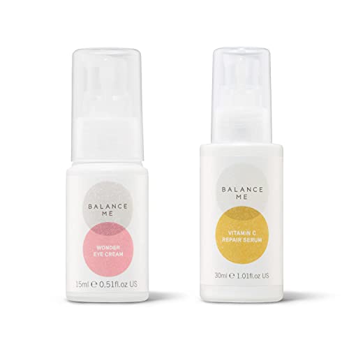 Balance Me Brighten + Hydrate Eyes & Face Duo - Wonder Eye Cream & Vitamin C Repair Serum - Vegan & Cruelty-Free - Hydrates Skin & Reduces Hyperpigmentation