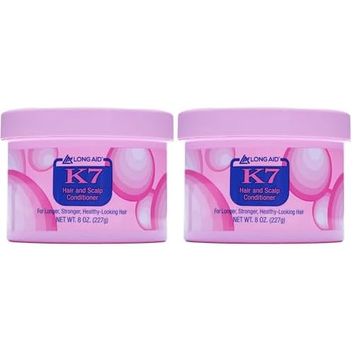 AMPRO Long-Aid K7 Hair and Scalp Conditioner - Rich with Natural Emollients - Provides Stronger Hair and Scalp for All Hair Textures - Protects Against Humidity and Nature - 8 oz (Pack of 2)