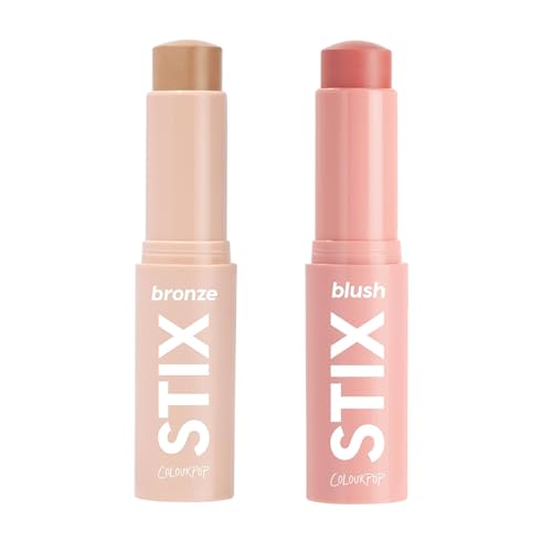 ColourPop Bronzer & Blush Duo - Cream Bronzer Stick (Laguna Beach, 0.28 oz) + Blush Stix (25/8, 0.28 oz), Buildable, Blendable, Natural Finish for Cheeks & Contour