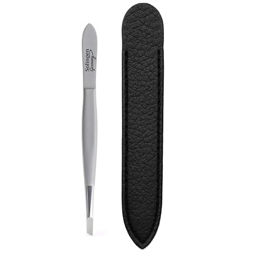 Made in Solingen, Germany APEXAY Professional Tweezers (Stainless Steel) ? Multi-Purpose High-Precision Tweezers for Eyebrows, Hair Removal, and Crafts (Slant Tipped - Normal Mouth)