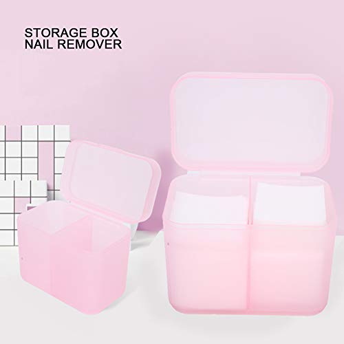 2 Grids Nail Storage Box Nail Polish Remover Pad Storage Box Container Box Plastic Box Transparent Box Makeup Storage Box Safe and Hygienic Suitable for Home Salon(PINK)