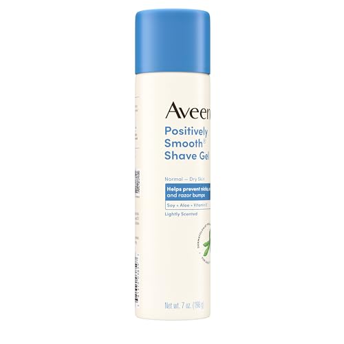 Aveeno Positively Smooth Moisturizing Shave Gel with Soy, Aloe & Vitamin E helps Prevent Nicks, Cuts & Razor Bumps, Creamy Shave Gel for a Close, Smooth Shave, Lightly Fragranced, 7 oz, 6 Pack