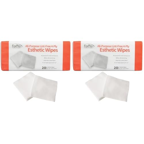 ForPro Professional Collection Esthetic Wipes, 4-Ply, Lint-Free, 200-Count Pack of 2 | 4" x 4" | Non-Woven | Soft & Strong | For Salon & Spa