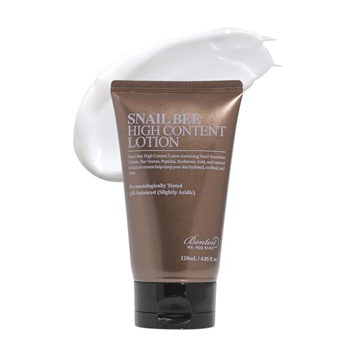 BENTON Snail Bee High Content Lotion 120ml (4.05 fl oz.) - Snail Mucin Moisturizer With Bee Venom | Hydrating Korean Skin Care Facial Moisturizer For Dry Skin & Combination skin