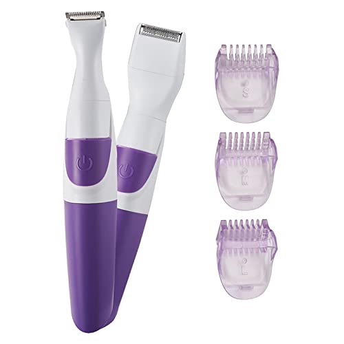 ZJchao Bikini Trimmer and Shaver for Women, 2 in 1 Portable Safe Epilator Hair Removal Trimmer for Women Pubic Hair Face Leg Eyebrow Nose Lip Body, Purple