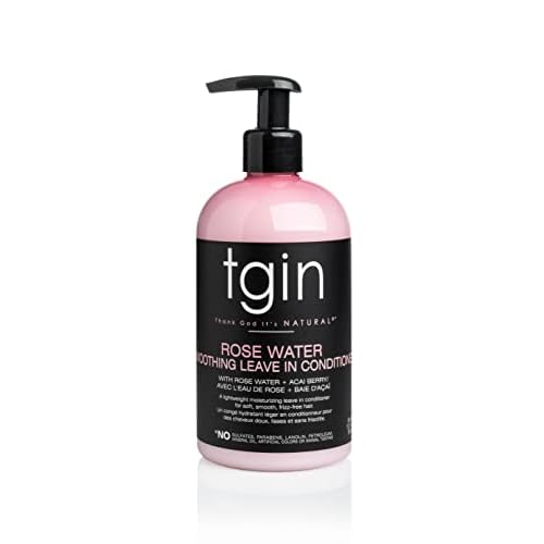 tgin Rose Water Smoothing Leave In Conditioner ? Lightweight Moisture Hair Conditioner for Curly, Coily & Wavy locks ? Curly Hair Products Hydrates that Detangles & Defines Without Buildup ? 13 Oz
