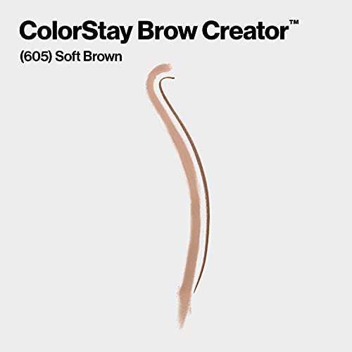 Revlon ColorStay Brow Creator, 2-in-1 Precise Eyebrow Pencil & Powder with Spoolie Brush, Waterproof & Long Lasting, 605 Soft Brown, 0.003 oz