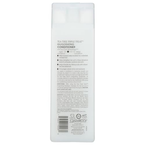 GIOVANNI Tea Tree Triple Treat Invigorating Conditioner, 8.5 oz. - Cooling Peppermint, Eucalyptus, Rosemary, Helps Dry Flaking Scalp, Lauryl and Laureth Sulfate Free, Paraben Free