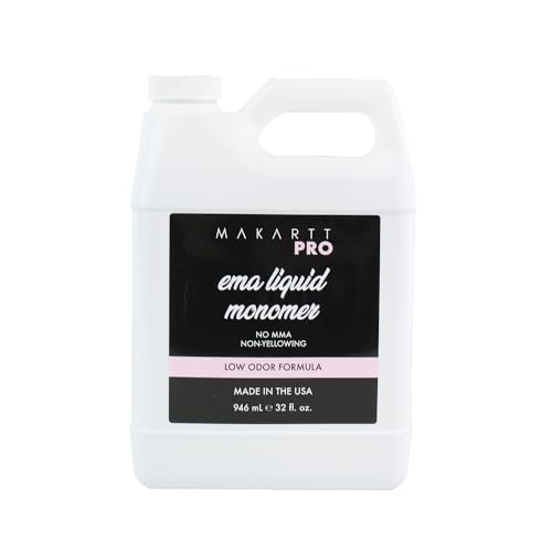 MakarttPro Low Odor, MMA Free Monomer, Made in USA, Non-Yellowing Professional Grade Formula, Beginner Nail Tech Friendly - Essential Acrylic Nail Supply for Nail Technicians (32 fl oz)