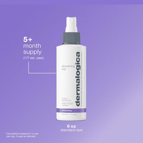 Dermalogica Ultracalming Mist, Facial Spray for Sensitive Skin with Aloe, Soothing and Hydrating - Quickly Relieves Inflammation and Discomfort, 6 Fl Oz