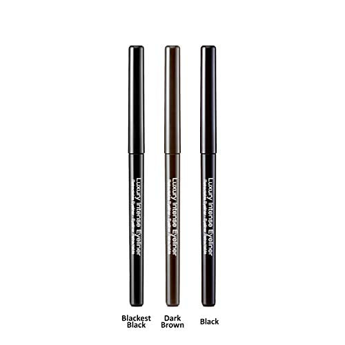 KISS NEW YORK Professional Retractable Eyeliner, Luxury Intense Highly Pigmented Eye Makeup, Long-Lasting, Water-Resistant, Smudge-Proof, Smooth Gliding (3 Pack, Blackest Black)
