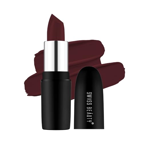 SWISS BEAUTY Pure Matte Creamy Lipstick | Non-drying, Highly pigmented Lipstick | Shade- Murphy Brown, 3.8gm|