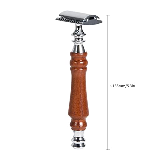 Grandslam Safety Razor Shaving Kit for Men,Pure Badger Hair Brush and Double Edge Safety Razor with Rosewood Handle, Stainless Steel Shaving Stand and Double Layer Large Bowl with 10 Blade