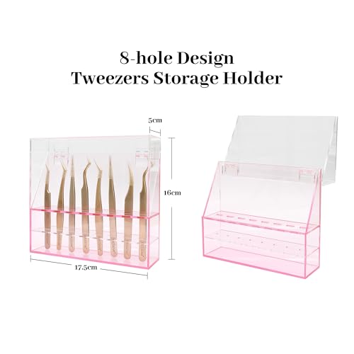Tweezers Storage Box 8 Holes Holder Lash Tweezers Storage for Eyelash Extensions Eyelash Professional(Black,Only the Box)