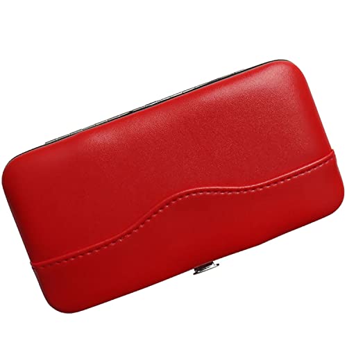 Small Tweezers Case for Eyelash Extensions, PU Leather Empty Tweezers Storage Bag, Portable Travel Case for Eyelash Grafting Extension Makeup Tools Scissors Lash Brush (Red), TC-RED