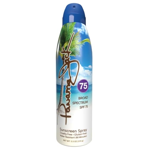 Panama Jack Continuous Spray Sunscreen - SPF 75, Broad Spectrum UVA/UVB Protection, PABA, Paraben, Gluten & Cruelty Free, Water Resistant (80 Minutes), 5.5 OZ