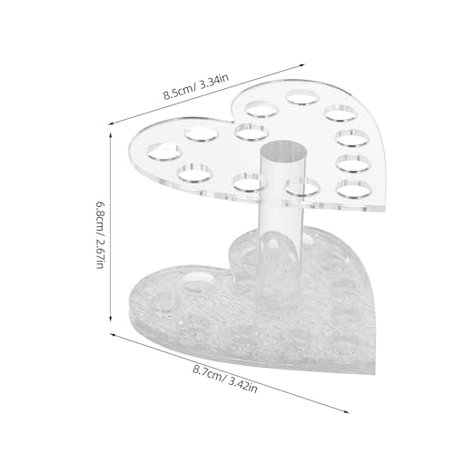 Heart-Shaped Pencil Holder Acrylic Nail Brush Stand Silver Nail Polish Holder for Art Storage and Salon Accessories