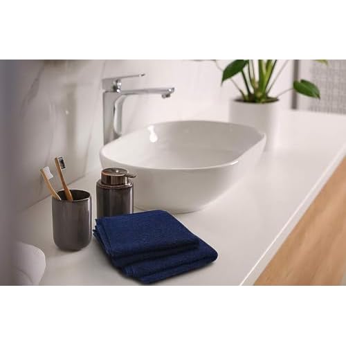 Softolle 100% Cotton Washcloths 24 Pack (12x12 Inches) Soft, Highly Absorbent Washcloth, Face Towels, Wash Cloths for Face, Ring Spun, Bulk Pack (Blue/Grey)