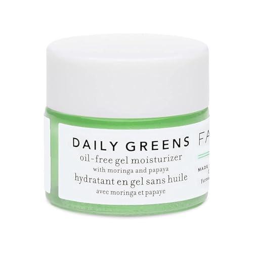Farmacy Travel Face Moisturizer - Daily Greens Oil Free Facial Moisturizer with Polyglutamic + Hyaluronic Acid - Gel Facial Cream that Reduces Shine, Clears Pores + Balances Oil - Fragrance-Free (8ml)