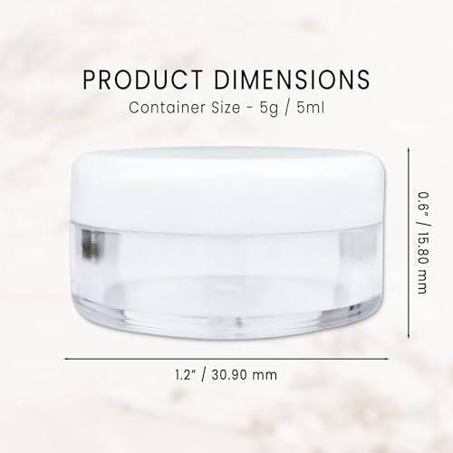 (Quantity: 200 Pieces) Beauticom 5G/5ML Round Clear Jars with White Lids for Lotion, Creams, Toners, Lip Balms, Makeup Samples