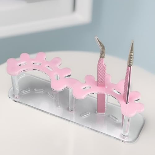 8 Holes Tweezers Holder, Acrylic Eyelash Extensions Supplies Organizer, Cosmetic Beauty Tweezers Display (White)