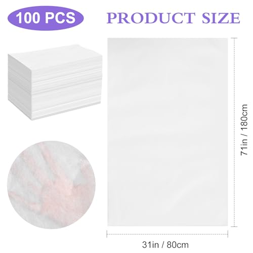 100 Pack Disposable Bed Sheets ? 31.5 x 71 in Waterproof Non-woven Sheets for Massage, Spa, Tattoo & Salon Tables(White)