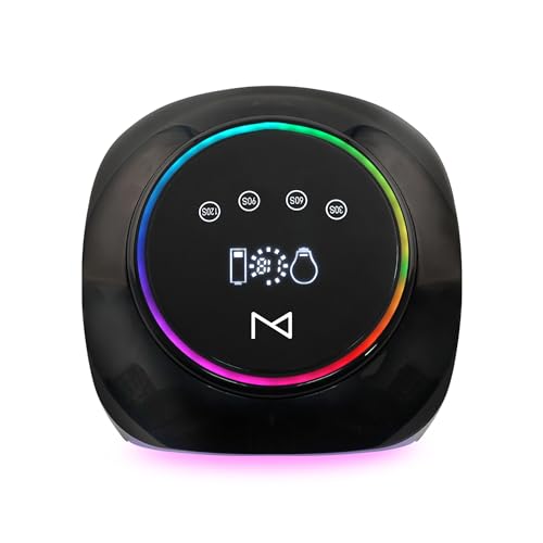 M - HaloLite LED Nail Curing Lamp 98W, 32 LEDs, Wireless Rechargeable with 5200mAh Battery, Fast UV/LED Gel Nail Dryer for Salon & Home Use, Long-Lasting, Portable, Cordless Design (Black)
