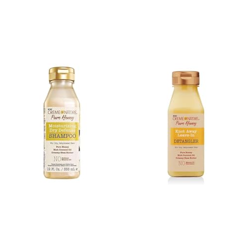 Creme of Nature Pure Honey Shampoo with Coconut Oil & Shea Butter, 12.07 Fl Oz & Knot Away Leave In Detangler, 8 Oz