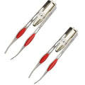 2Pcs Silver Tweezer With LED Light For Hair Removal Makeup Tool Eyebrow Eyelash for Women Facial Hair, Lash Trimmer, Hair Tweezers, Ingrown For Tweezer, Women's Hair Removal Tweezers